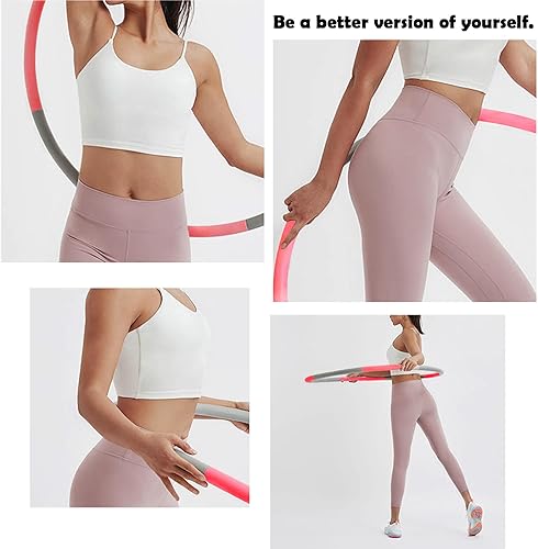 Miniatura 6 de Beakabao Aros de ejercicio con peso para adultos y niños, 8 secciones ajustables de 2 libras, aro de fitness desmontable, pérdida de peso,