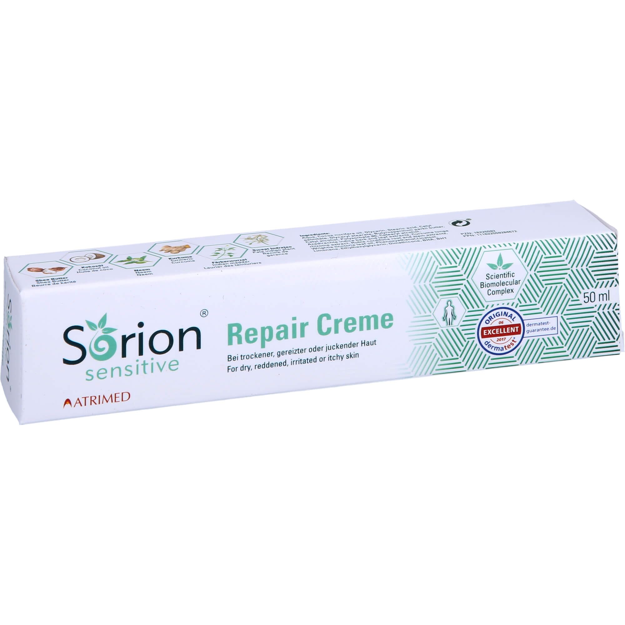 Sorion Repair Creme Sensitive – Spezialpflege bei Hautirritationen, Rötungen und Juckreiz zur nachhaltigen Aufbaupflege (50 ml)