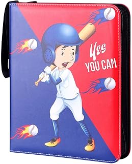 Hamtery Baseball Card Binder with Sleeves, 720 Double Sided Pockets Baseball Card Holder Case with Zipper, 9-Pocket Trading Card Binder for Baseball Cards and Other Sports Cards