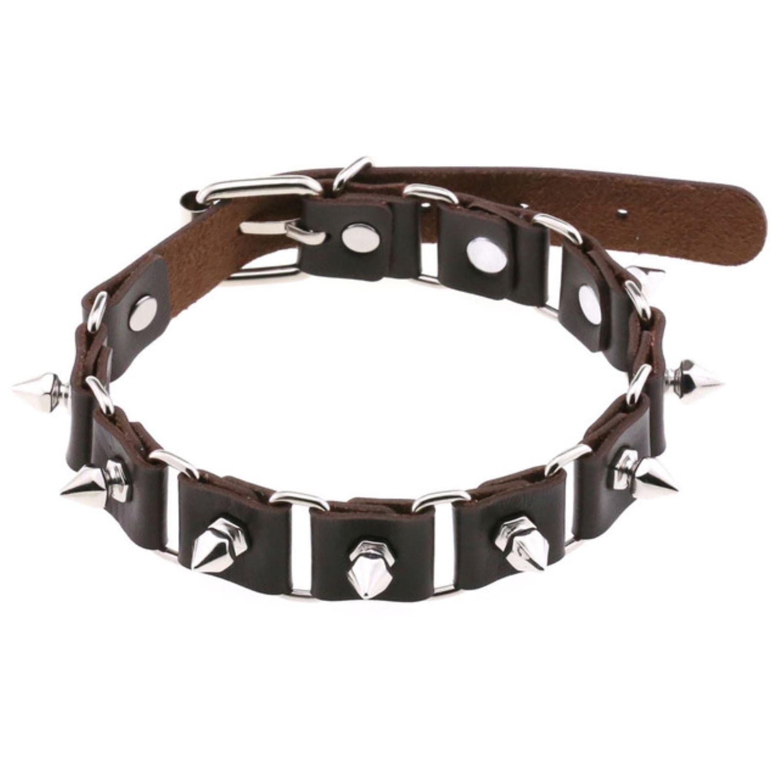 CALFOVERA Collier Ras-du-cou Punk Cœur Creux Blanc - Cuir Synthétique Et Alliage - Gothique Clouté Réglable