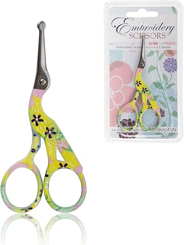 JubileeYarn - Tijeras de cigüeñas de acero inoxidable para bordado, tamaño pequeño, color amarillo, 1 par
