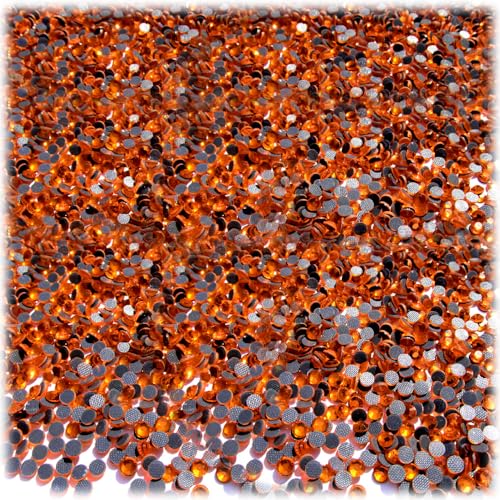 The Crafts Outlet 720-pc Iron On Heat induced Glue, Glass Rhinestones, 2mm (6ss) XX-Small - Orange