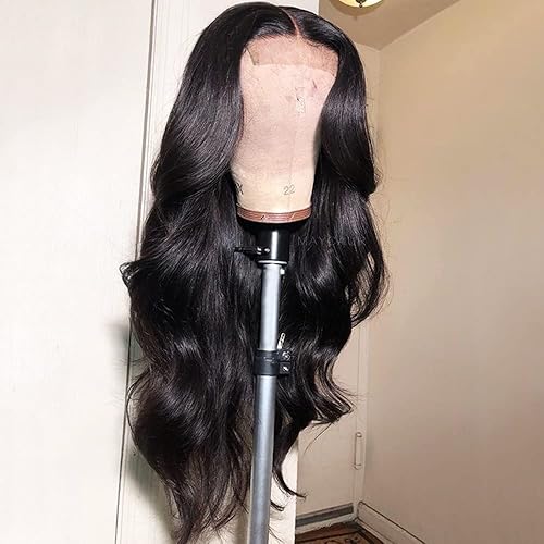 Maycaur Peluca larga y rizada negra con encaje frontal para mujeres de moda, sin pegamento, pelucas sintéticas con encaje frontal, parte media, disponible en Yaxa Colombia