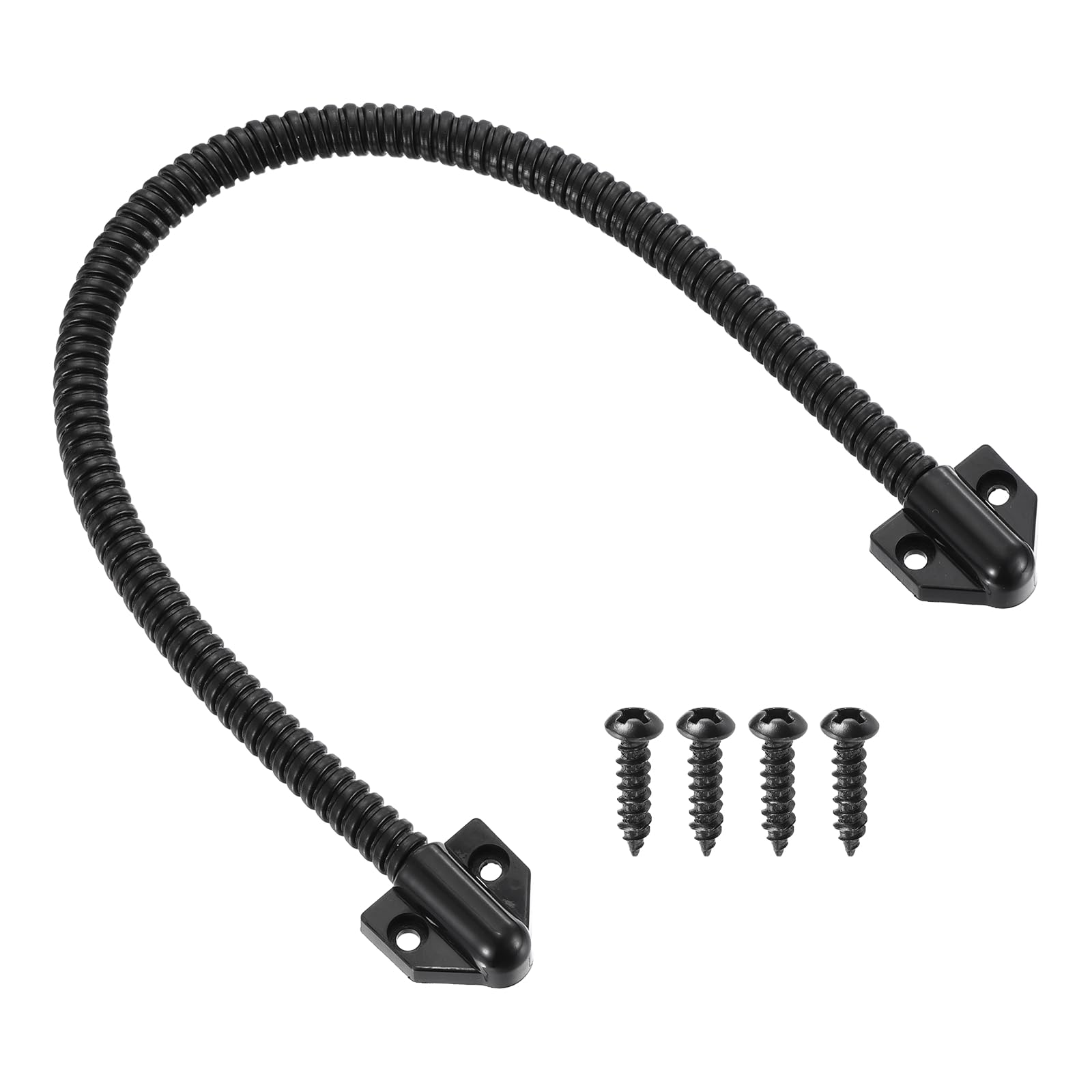 PATIKIL Armored Door Loop Wire Protection (400mm L 1/4" ID, Black)(3Pcs), Door Wire Conduit Power Transfer Armored Cable Wire Sleeve Protector with Plastic Ends,Suit for-Access System
