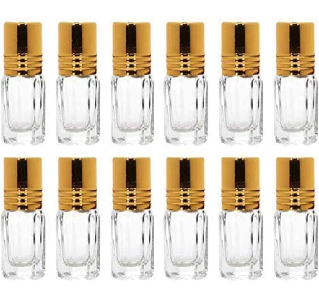 Attar Reusable Empty Roll on Glass Bottles - 6 ml (Pack Of 12) With extra Dropper. Essential oils, Perfumes, Attar, Lip Balm Travel-Friendly Bottles with golden cap for perfume ess oils Qty 12-image-14