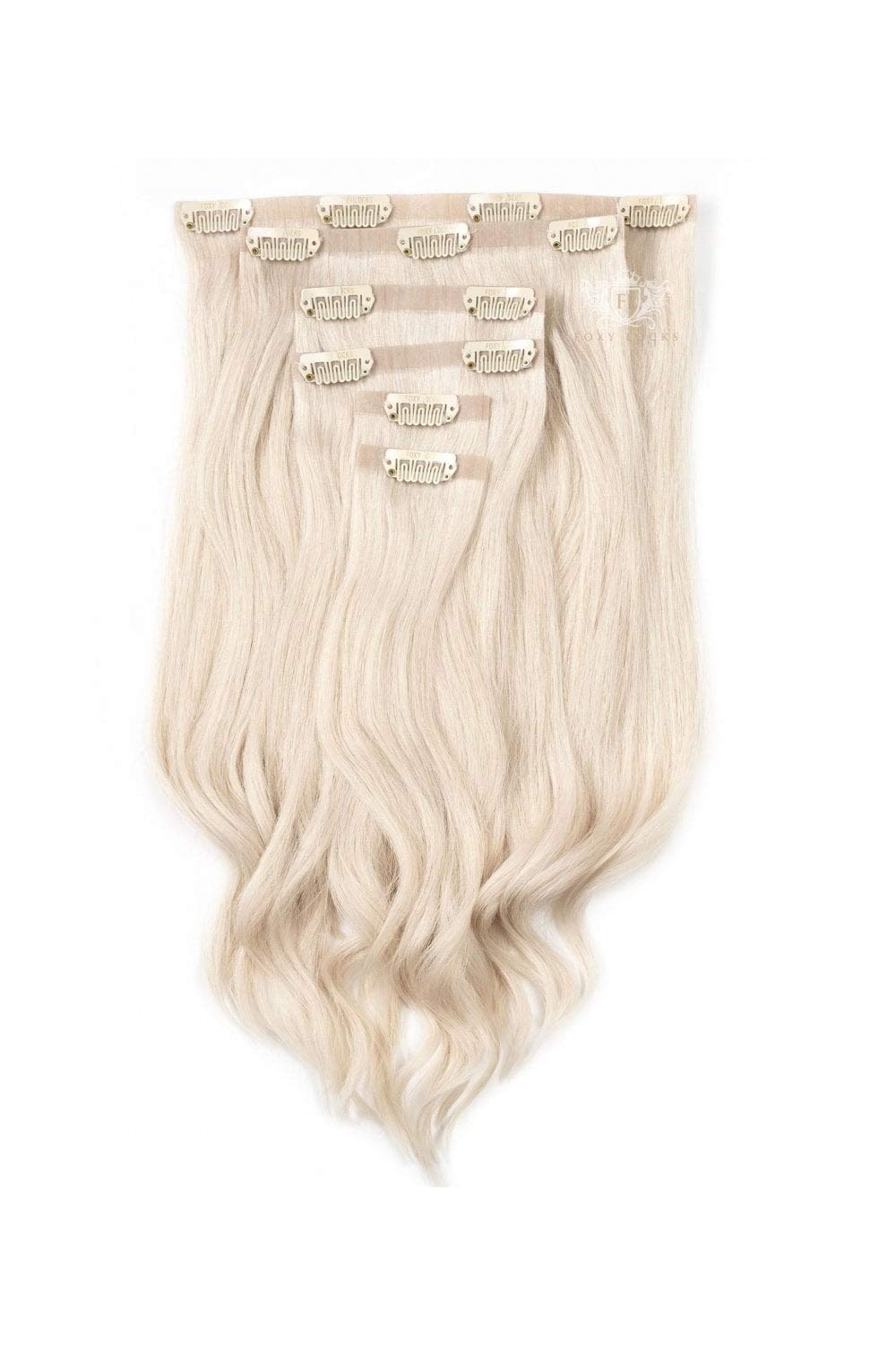 Platinum Blonde - Elegant 14" Seamless Clip In Human Hair Extensions 120g