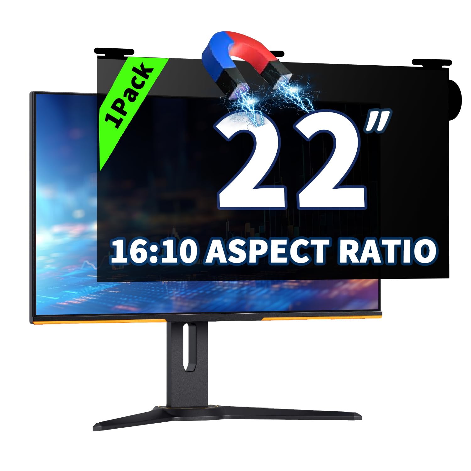 Magnetic Hanging Computer Privacy Screen for 22'' 16:10 Widescreen Monitor