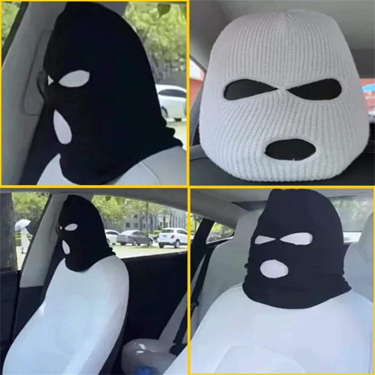 Chapeau Amusant Pour Siège De Voiture, Housse Universelle Pour Appuie-tête De Voiture, Housses D'appui-tête Respirantes Personnalisées (blanc + Noir