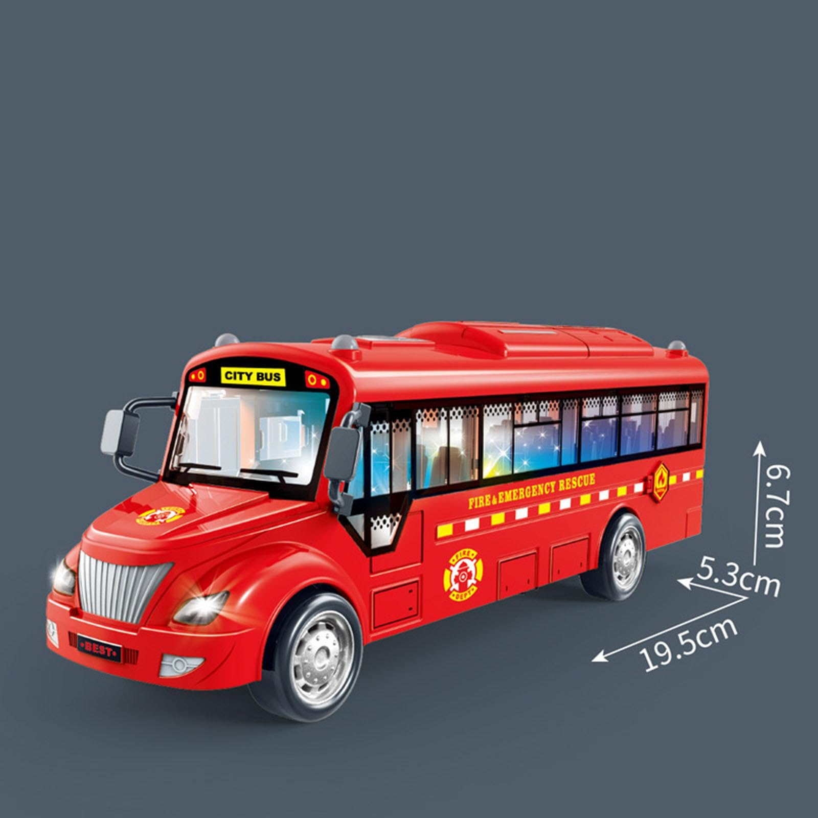 City Bus Spielzeug Bus Spielzeug Auto Modell mit Realistischen Geräuschen Offene Türen Und Lichtfunktionen für Kinder für Klassenzimmerpreise Partyges, Feuer Notfall