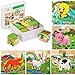 Felly Giochi Legno Bambini, Puzzle Legno 6 in 1 Blocchi di Animali Cubo con Confezione in Scatola di Ferro, Educativo Regalo Giocattoli Montessori per Bambino Prescolare 3 4 5 Anni (9 Pezzi Cubo)