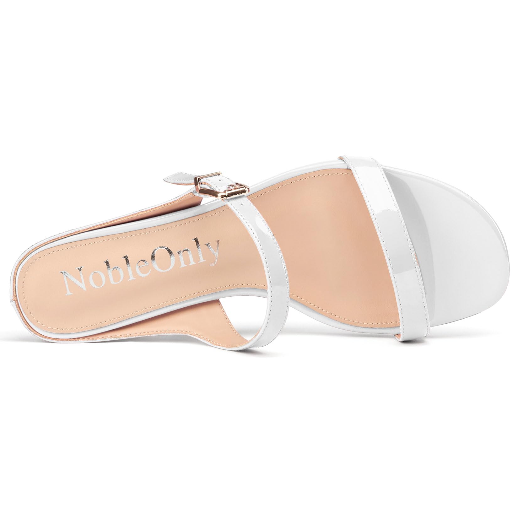 NobleOnly Donna Aperte sulla Punta Basso Gattini Tacco Heel Sandali Slip-on Fibbia Dress Ufficio Ballo Estate Scarpe 3.5 CM Heels