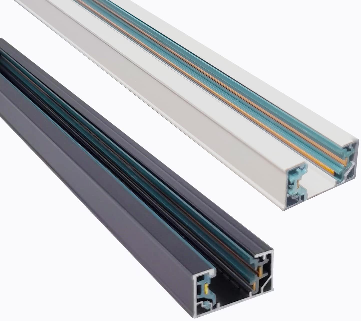 H Track Lighting Rails Kit 120V 5FT 3-Wire H Type Single Circuit with End Caps and Live End Feed Connector, Mounting Hardware (White)