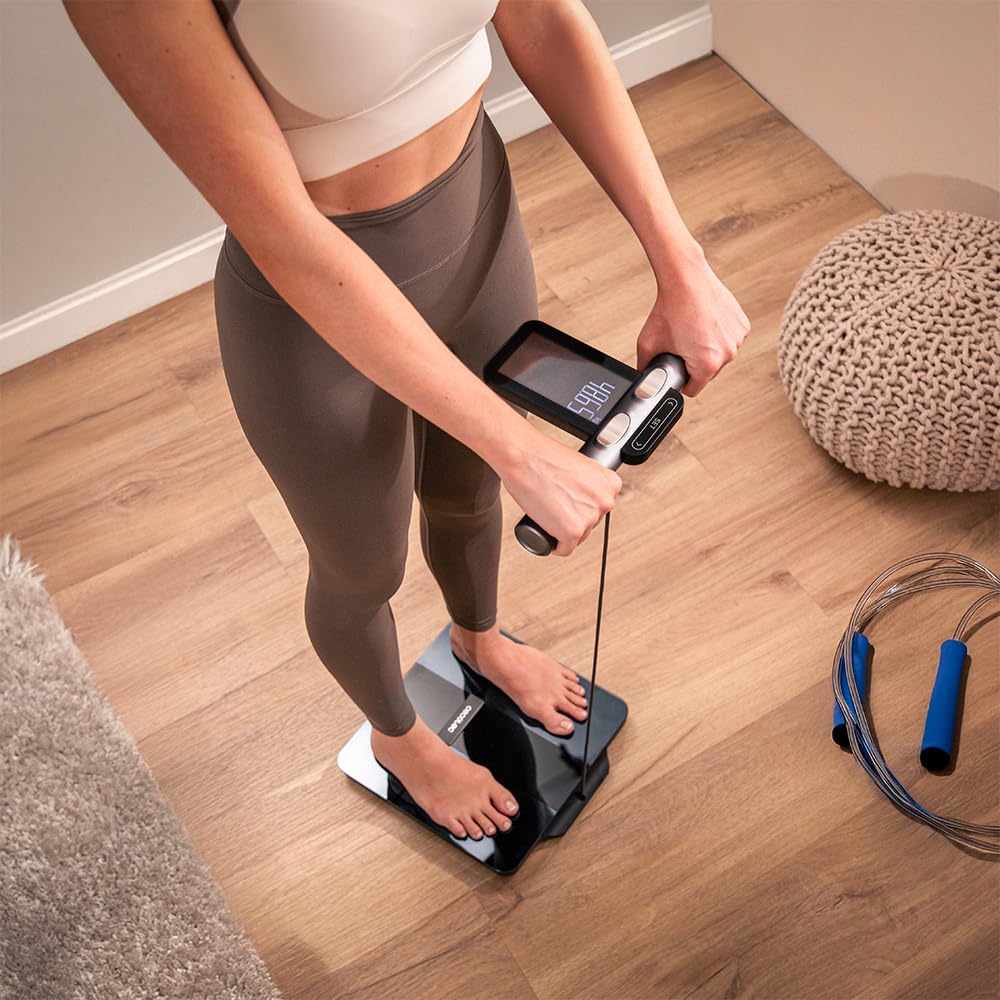 Cecotec Inteligentna waga łazienkowa z aplikacją Surface Precision HealthySmart Pro Technologia BIA, 25 parametrów, wyświetlacz LCD, 8 czujników o wysokiej dokładności, 30 x 30 cm, maksymalna