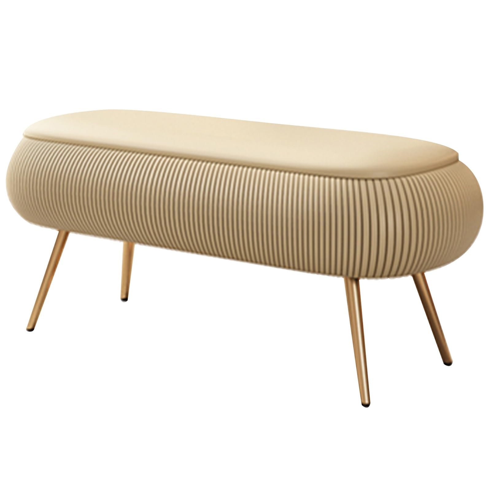 MSHGSKU Beige Shoe Bench for Entryway PU Upholstered Seating Stainless Steel Legs 31.49in 80cm Perfect for Living Room & Bedroom Storage Stylish Entryway Furniture