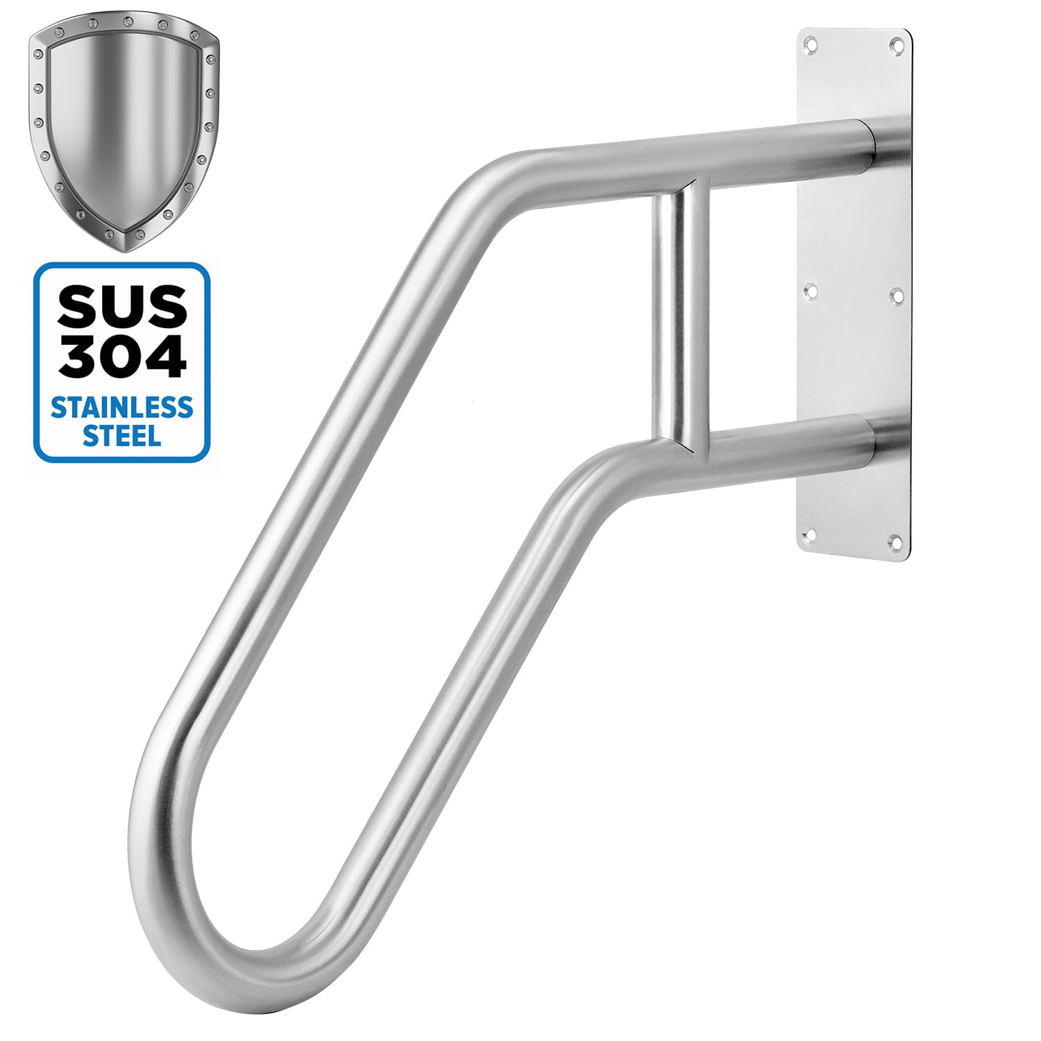 QWORK 60cm 304 Edelstahl U-förmiger Handlauf Treppengeländer Aussen