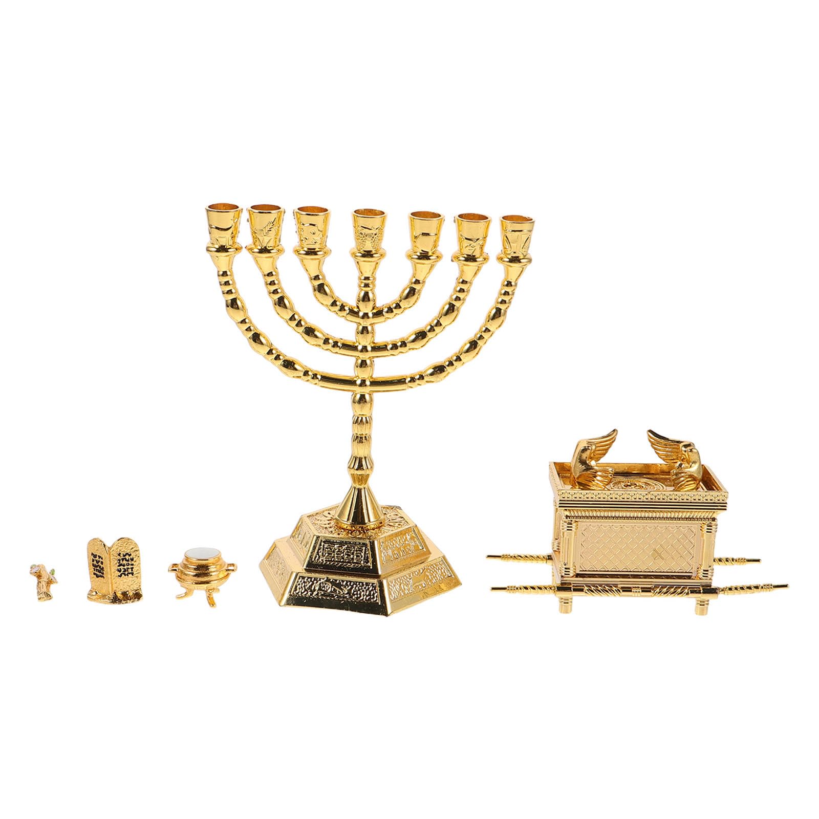 Dekorative Religiöse Schachtel aus Zinklegierung mit Historischer Genauigkeit und Kerzenhalter Jüdische Statue für Religiöse Zeremonien und Wohnzimmertischdekoration in Gold