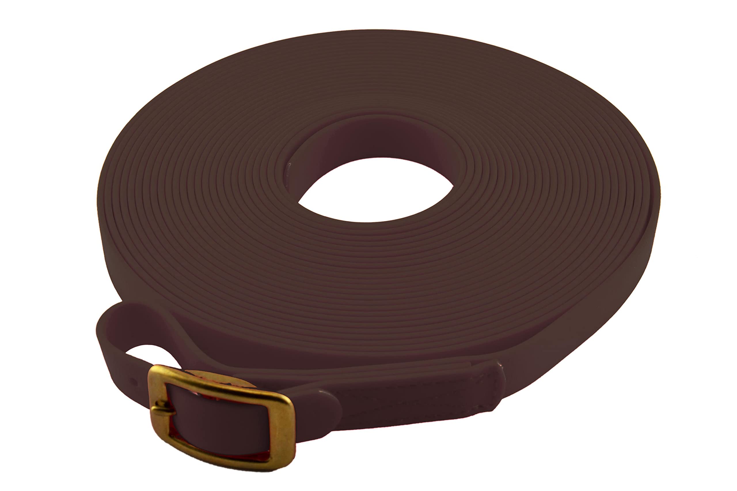 LENNIE BioThane Schweißleine mit Markierung, 19mm breit, Dunkelbraun, 8m lang, Messingschnalle, 5m 7m 10m 12m 15m 20m 25m 30m