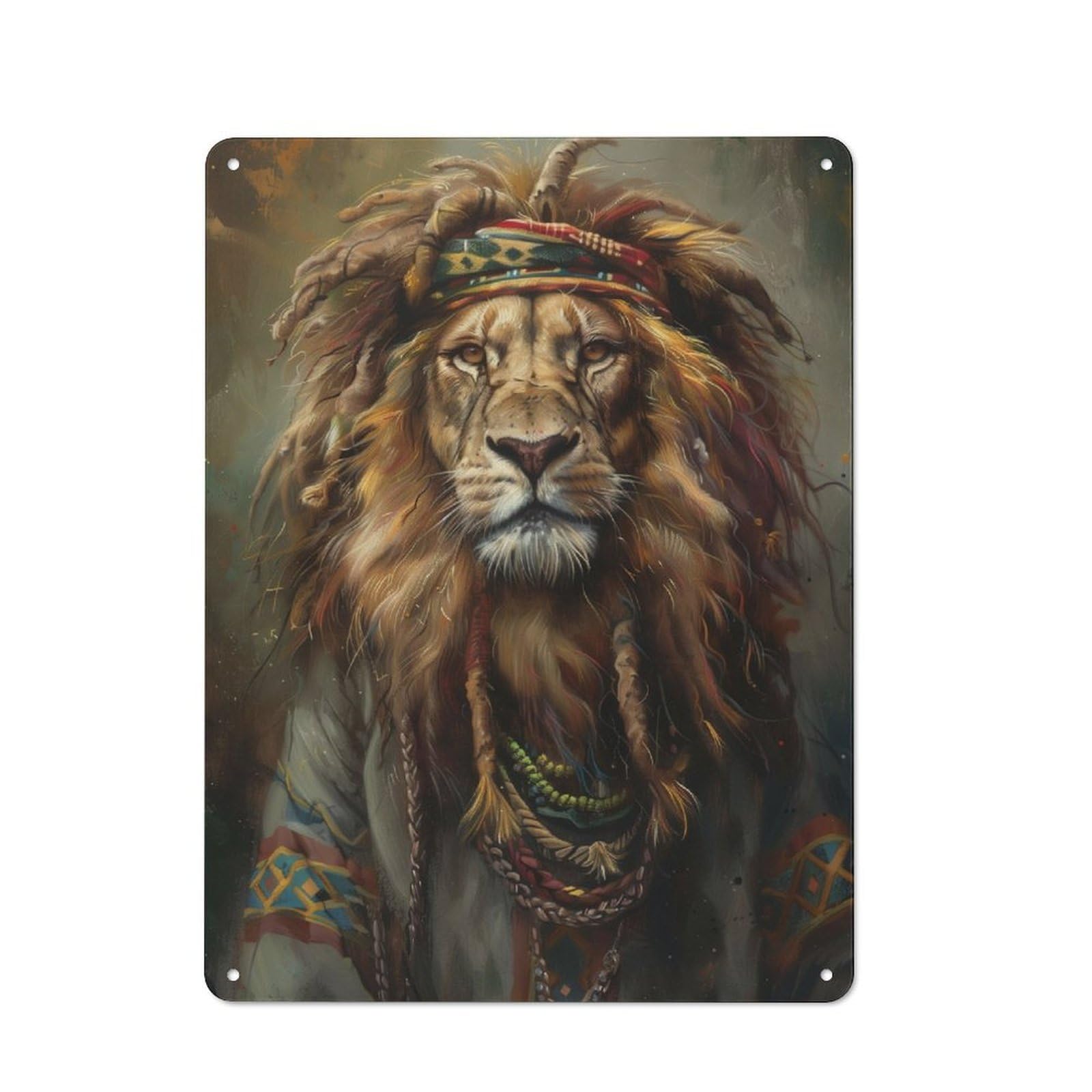 Junmoney Jamaican Reggae Rasta Lion Country Vintage Metal Wall Decor 40X30cm, Country Metal Sign For Kitchen, Cottage, Porch Or Garden Room