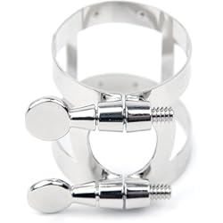 Boquillero Saxo Alto Rico Nickel Plated Ligature and Cap for Alto Sax