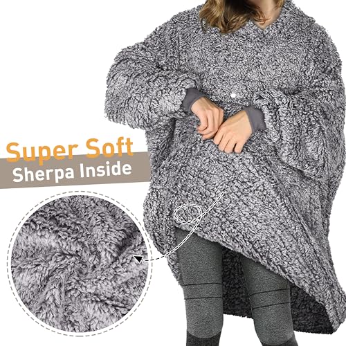 Image of Catalonia Oversized Hoodie Blanket Sweatshirt, Comfortable Sherpa Giant Pullover with Large Front Pocket for Adults Men Women Teenagers Wife Girlfriend