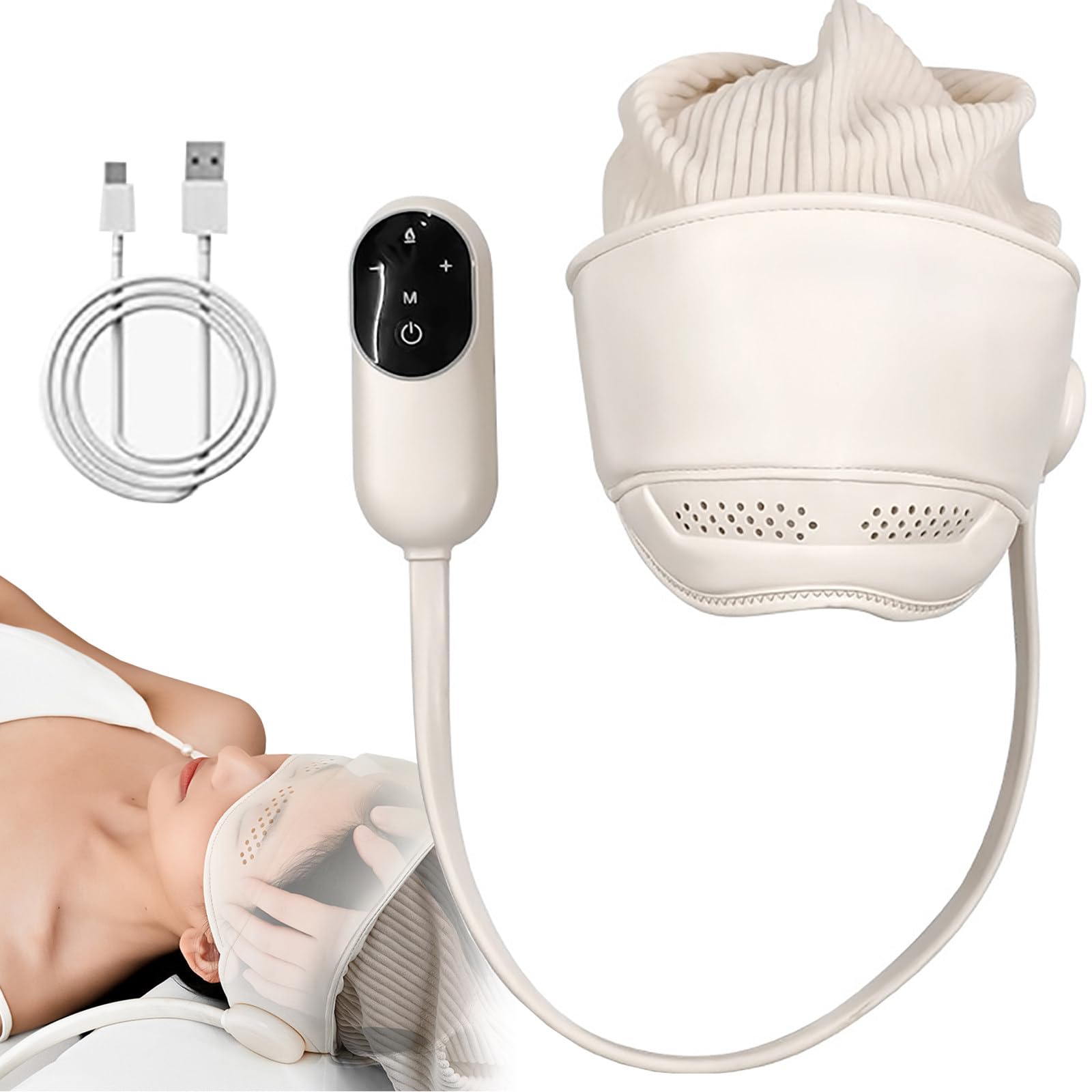 Massaggiatore Elettrico per La Testa - Massaggio Ad Airbag A 6 Zone, Cuffia Massaggiante Portatile, 4 modalità + 3 Livelli di Riscaldamento, Allevia Efficacemente Mal di Testa E Stress