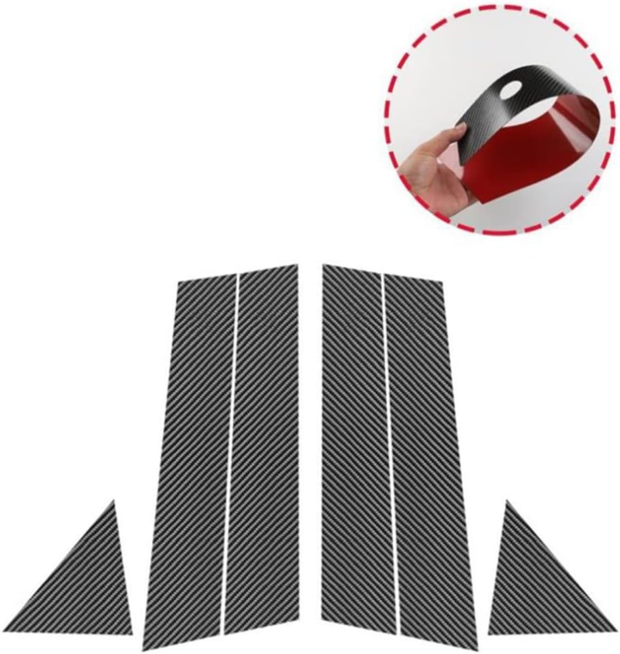 Toworldit 6pcs/Set Soft Carbon Fiber Window B C Pillar Panel Molding Decoration Trim Sticker Compatible with Chrysler 300C (for Chrysler 300C 2004-2010)