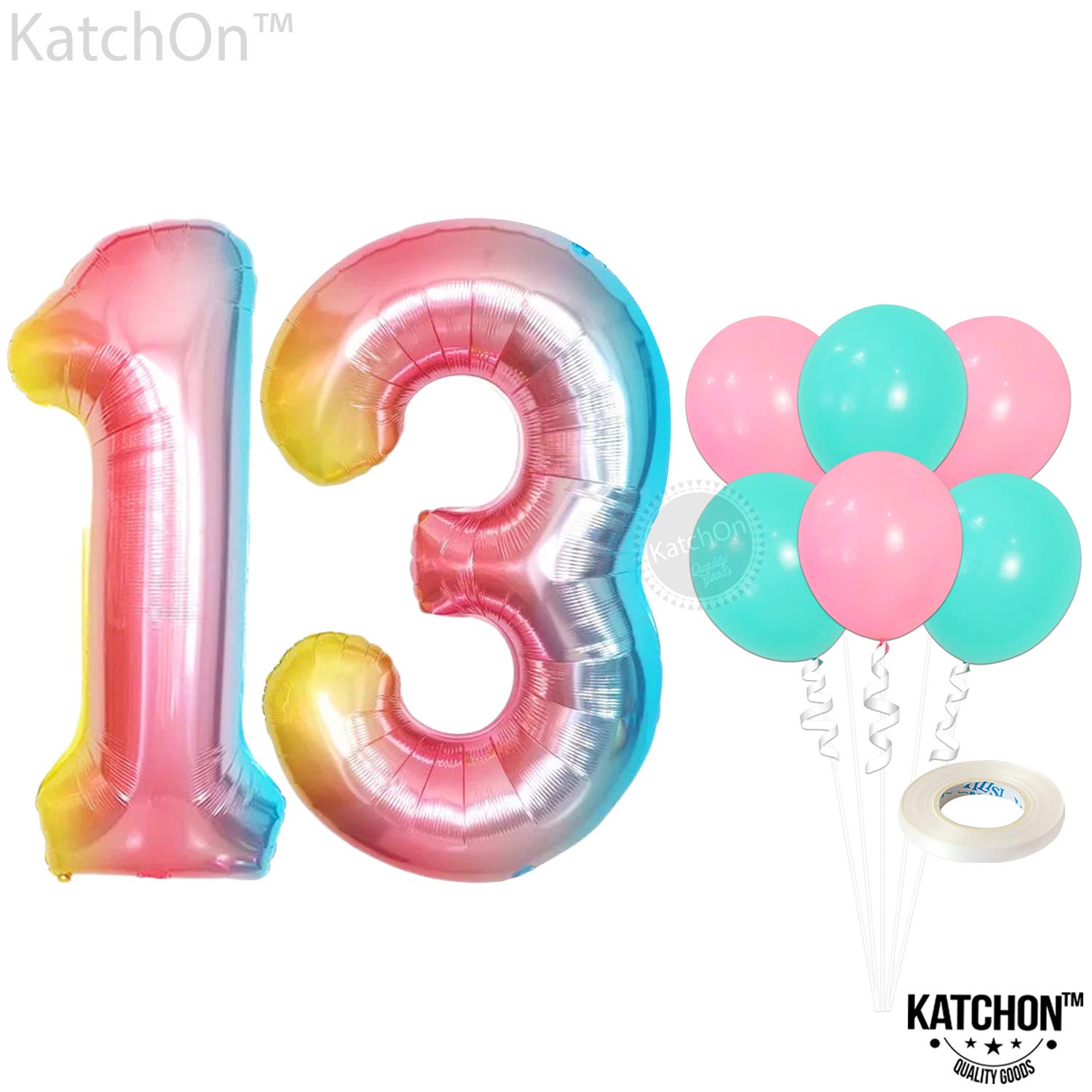 Big 40 Inch 13 Balloon Numbers Rainbow - Official Teenager Birthday Decorations | Rainbow 13th Birthday Decorations | Gradient 13th Birthday Balloons for 13 Year Old Birthday, Unicorn Birthday Decor