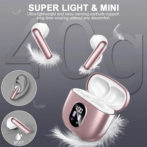 Miniatura 6 de Auriculares inalámbricos Bluetooth 5.3 50 horas de reproducción, auriculares estéreo con graves estéreo con 4 micrófonos ENC, pantalla LED,