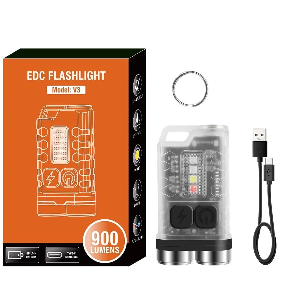V3 LED brelok przenośna latarka światło robocze typu C Mini ładowalna latarka z magnesem UV Camping kieszonkowa latarnia(2pcsV15 Fluorescence)
