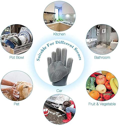 Miniatura 3 de Magic - Limpiador de silicona para lavar platos, guantes de goma reutilizables 2 en 1, herramienta de cocina resistente al calor para el hogar,