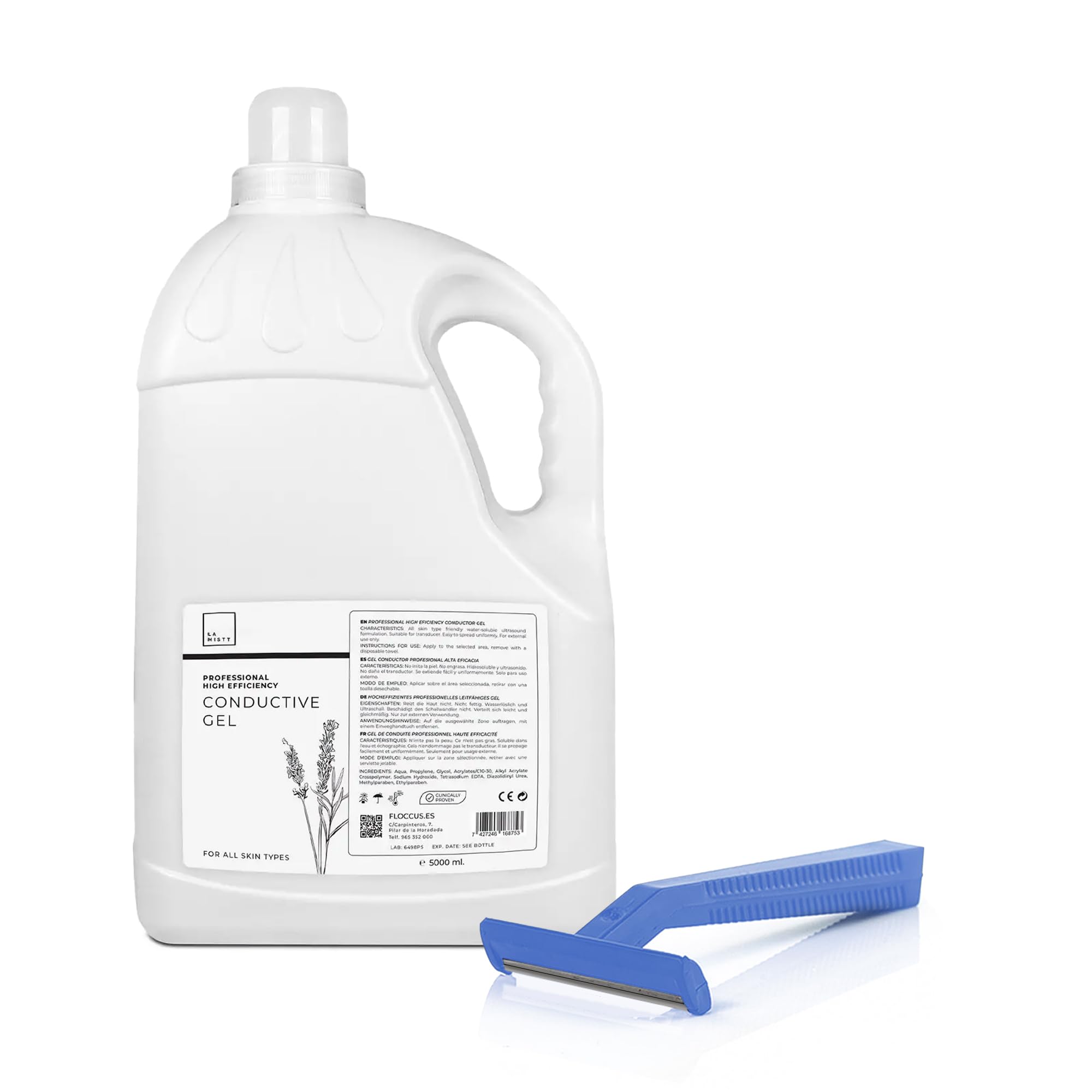 Pack Gel Conductor de Ultrasonido 5l + 100 Cuchillas de Afeitar Desechables de 1 Hoja