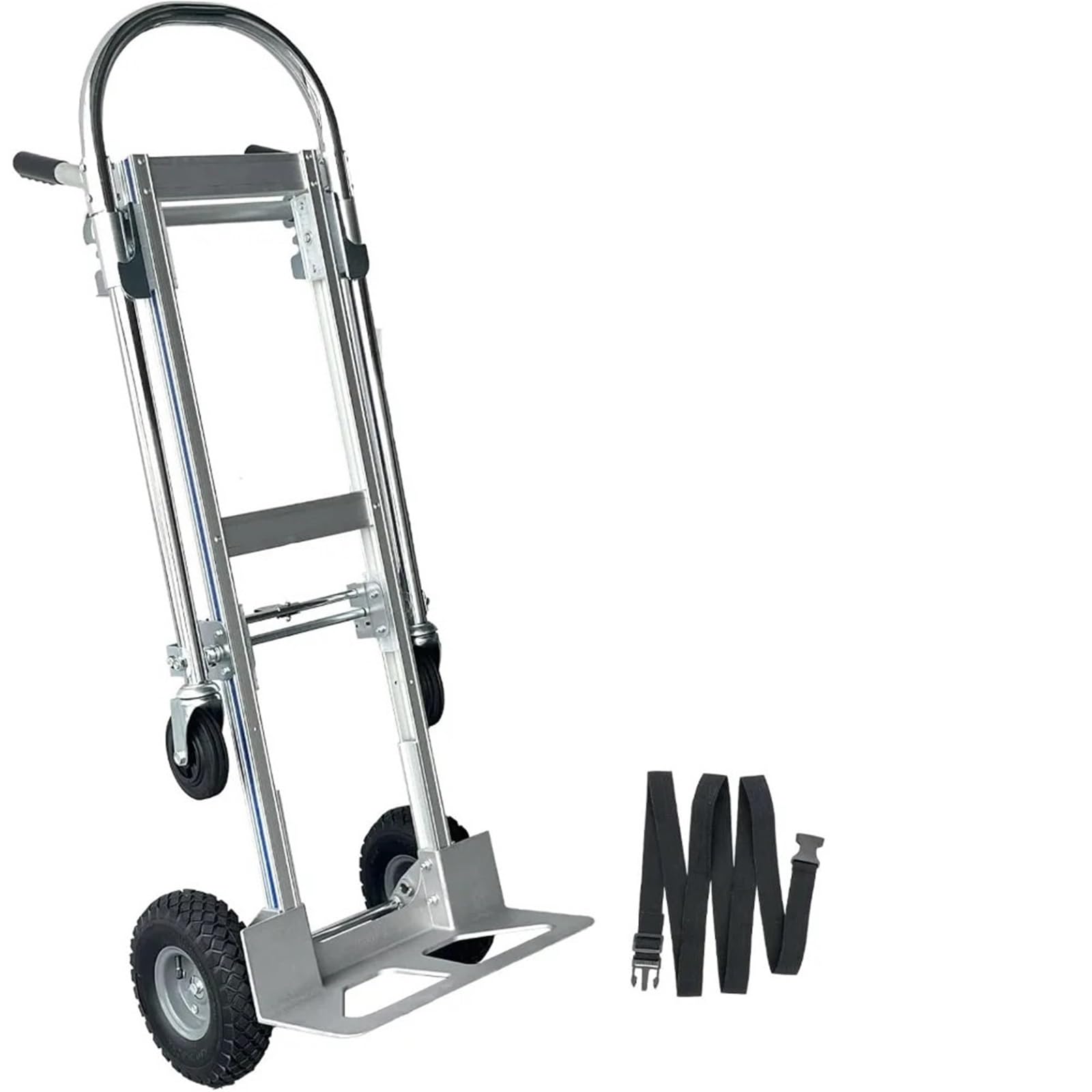 Aluminum Convertible Hand Truck with Car End Tubes, Heavy Duty, 2 in 1, Folding with 2 Large Wheels, 1000 LB Load.