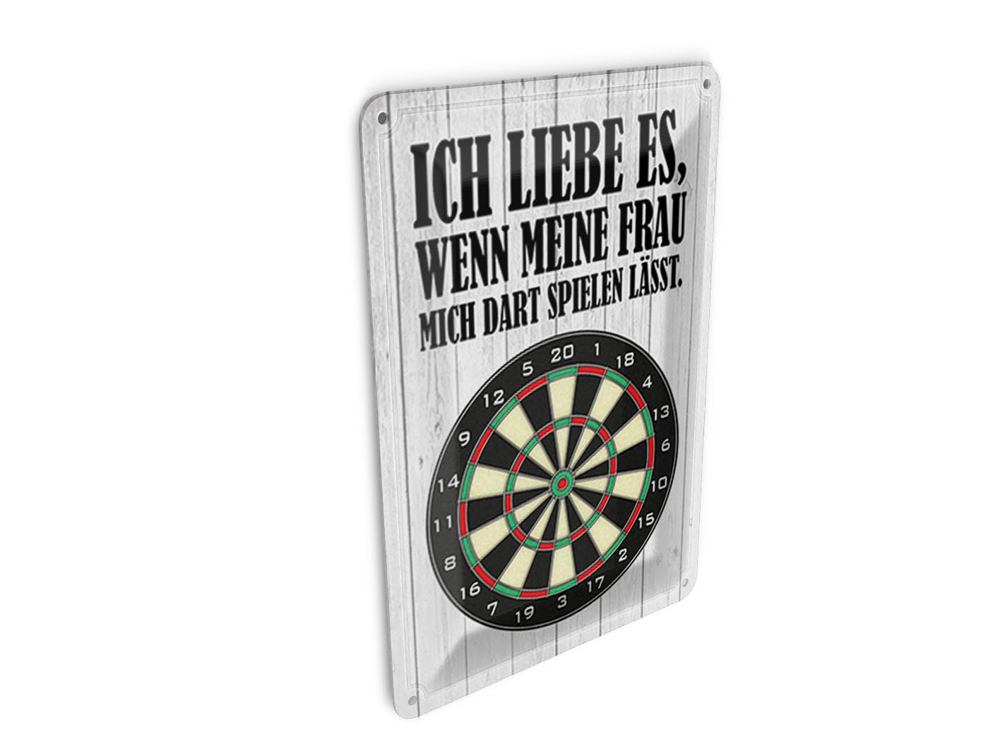 Femer Girls Multicoloured Tin Postcard Saying 10 X 14 Cm Liebe Wenn Meine Frau Mich Dart Decorative Sign