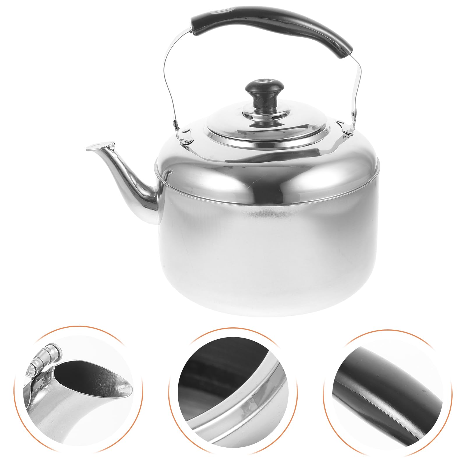 YARNOW Hervidor de agua de acero inoxidable con silbato de 5 l, para inducción, todas las placas de cocina de gas, color plateado
