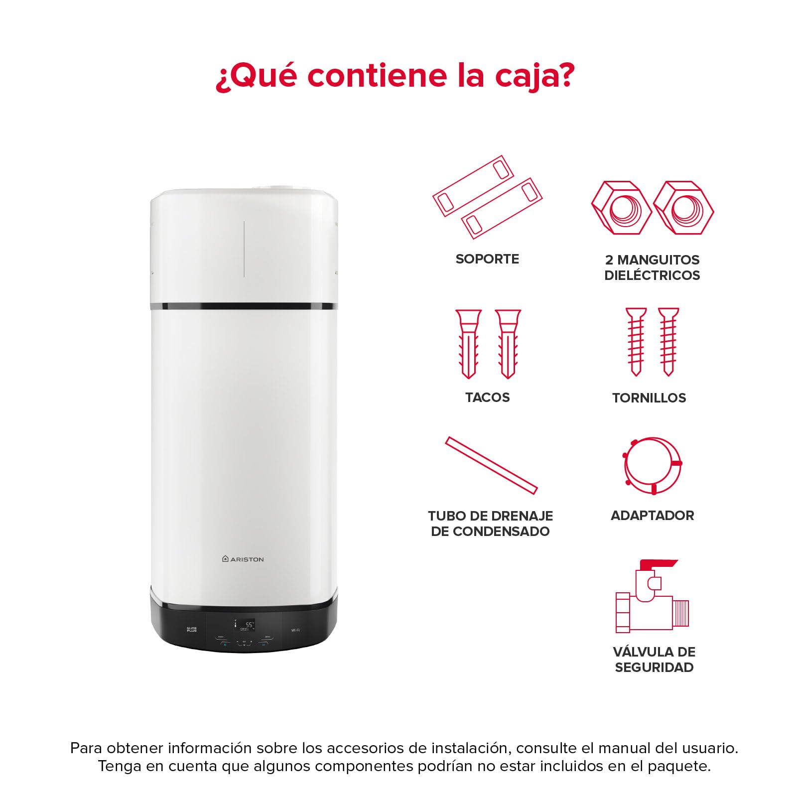 Ariston Nuos Plus S2 Wifi - Termo 80 Litros con Bomba de Calor, Calentador de Agua Bajo Consumo, Control con App, Compatible con Alexa, Clase A+ (A+/F) - Servicio Post-Venta solo Disponible en España