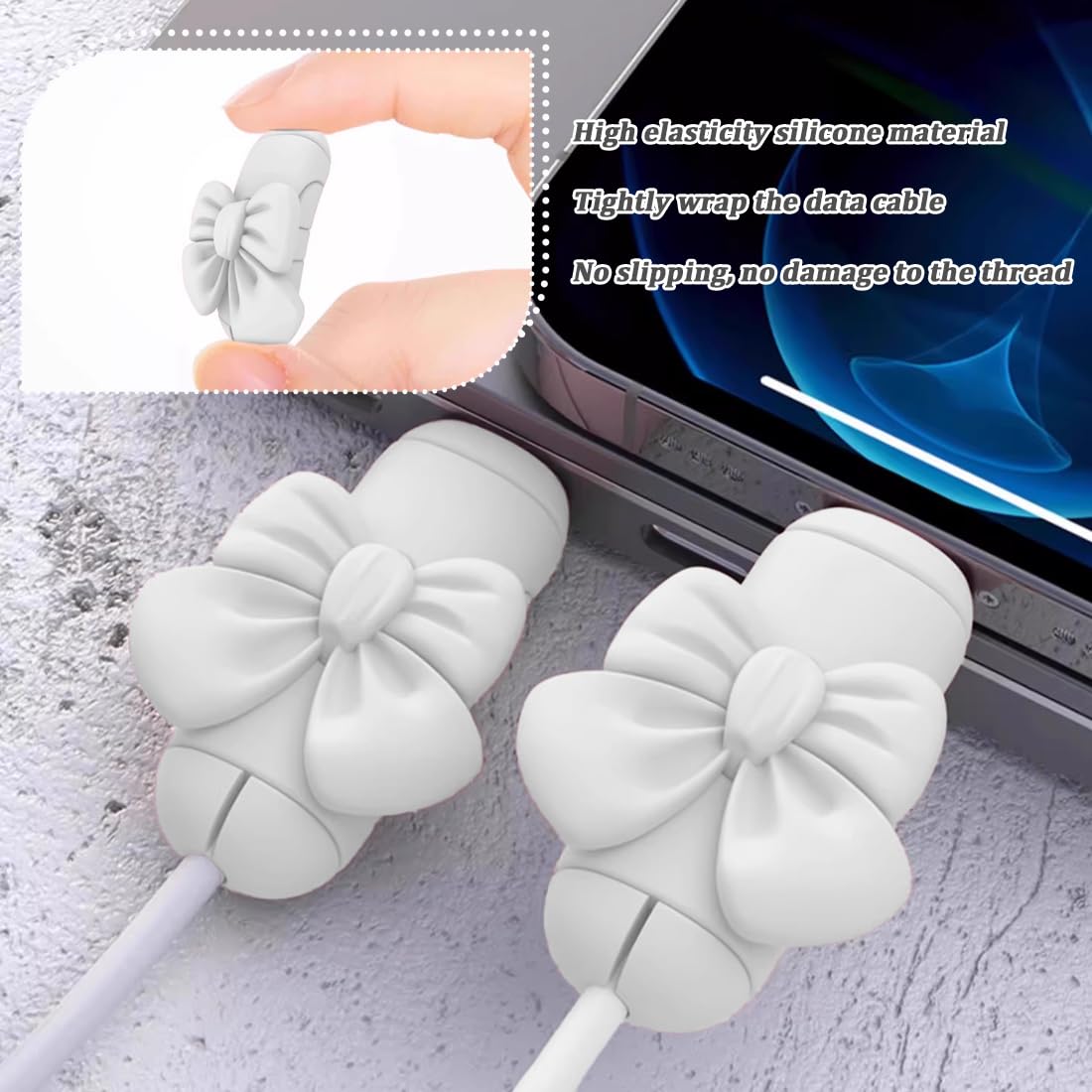 Salvacavi per Caricabatterie, 2 Paia Cable Protector,Copertura Protettiva per Cavi, Salvacavo per Caricabatterie, Flessibile Silicone Micro USB Protector