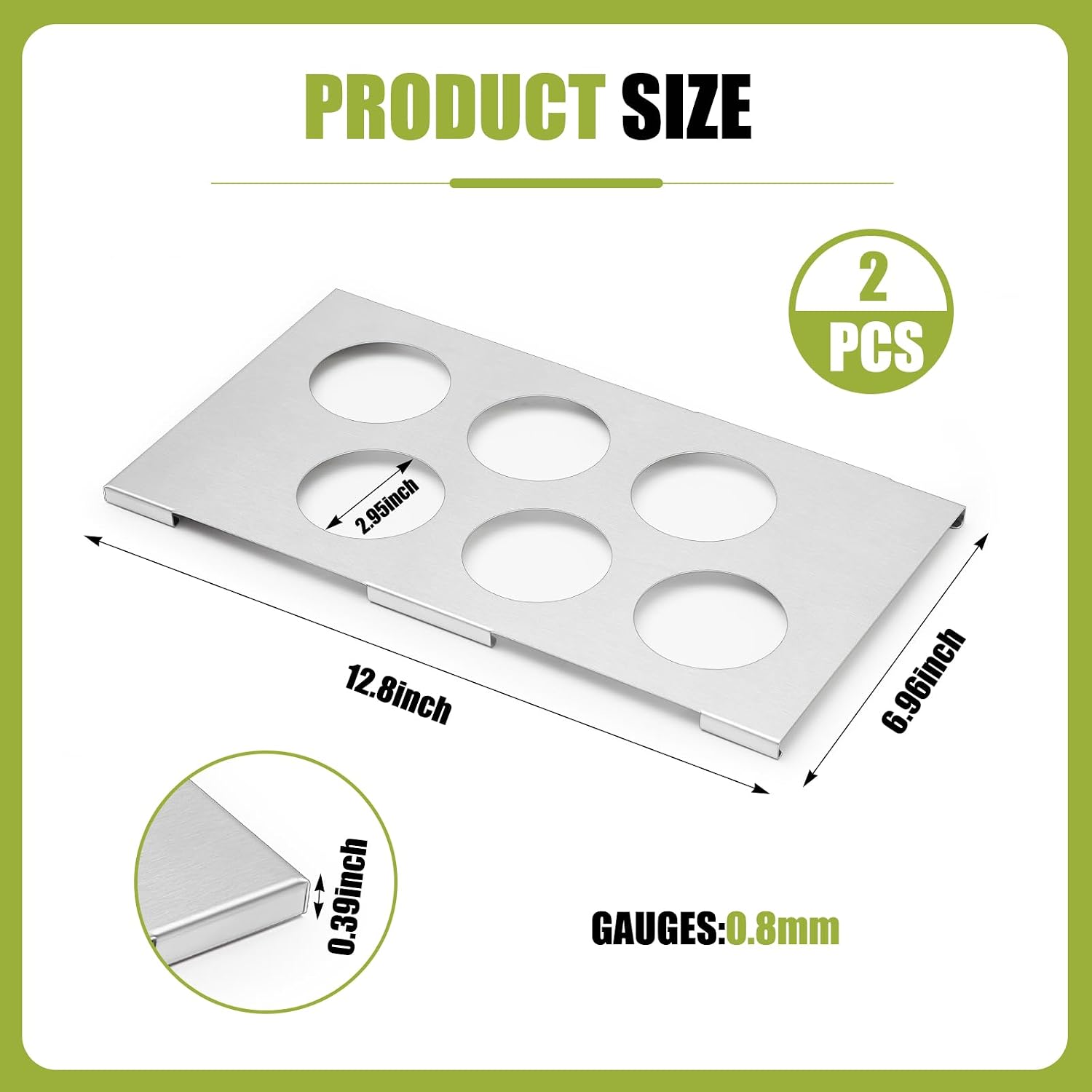 LemonRoad 2 Pack 6 Hole Stainless Steel Squeeze Bottle Template Fits 1/3 Size Food Pan Holds Six 75mm Diameter Bottles for Restaurant Kitchen Sauces Dressings or Condiments Convenient Storage