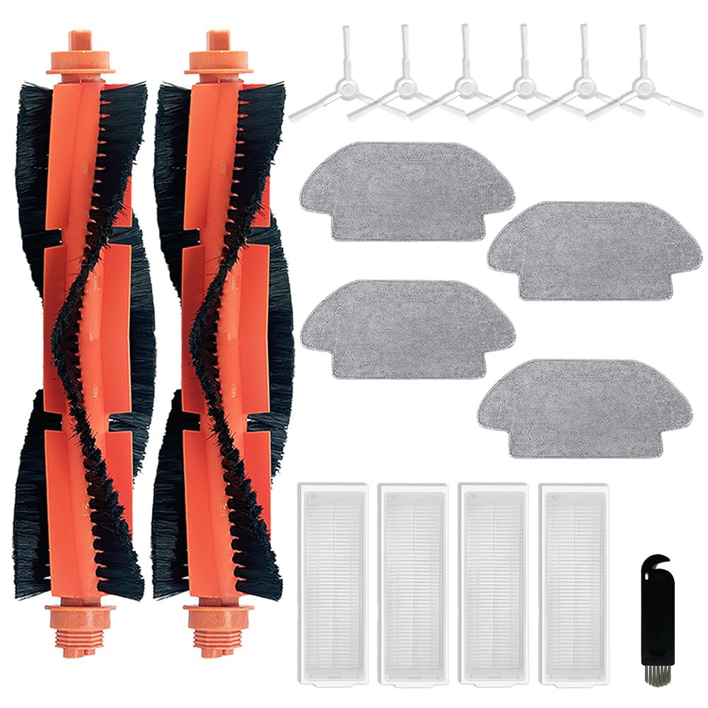 Juego de accesorios compatible con Xiaomi Mi Robot Vacuum Mop 2S / Mop Pro / Mop P / STYJ02YM / S12 / S10 EU Robot Aspirador Piezas de repuesto con 2 cepillos principales, 4 filtros HEPA, 4 toallitas