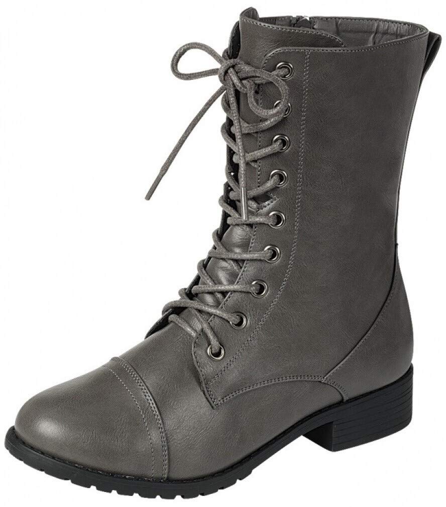 Forever Link Womens Round Toe Military Lace Up Knit