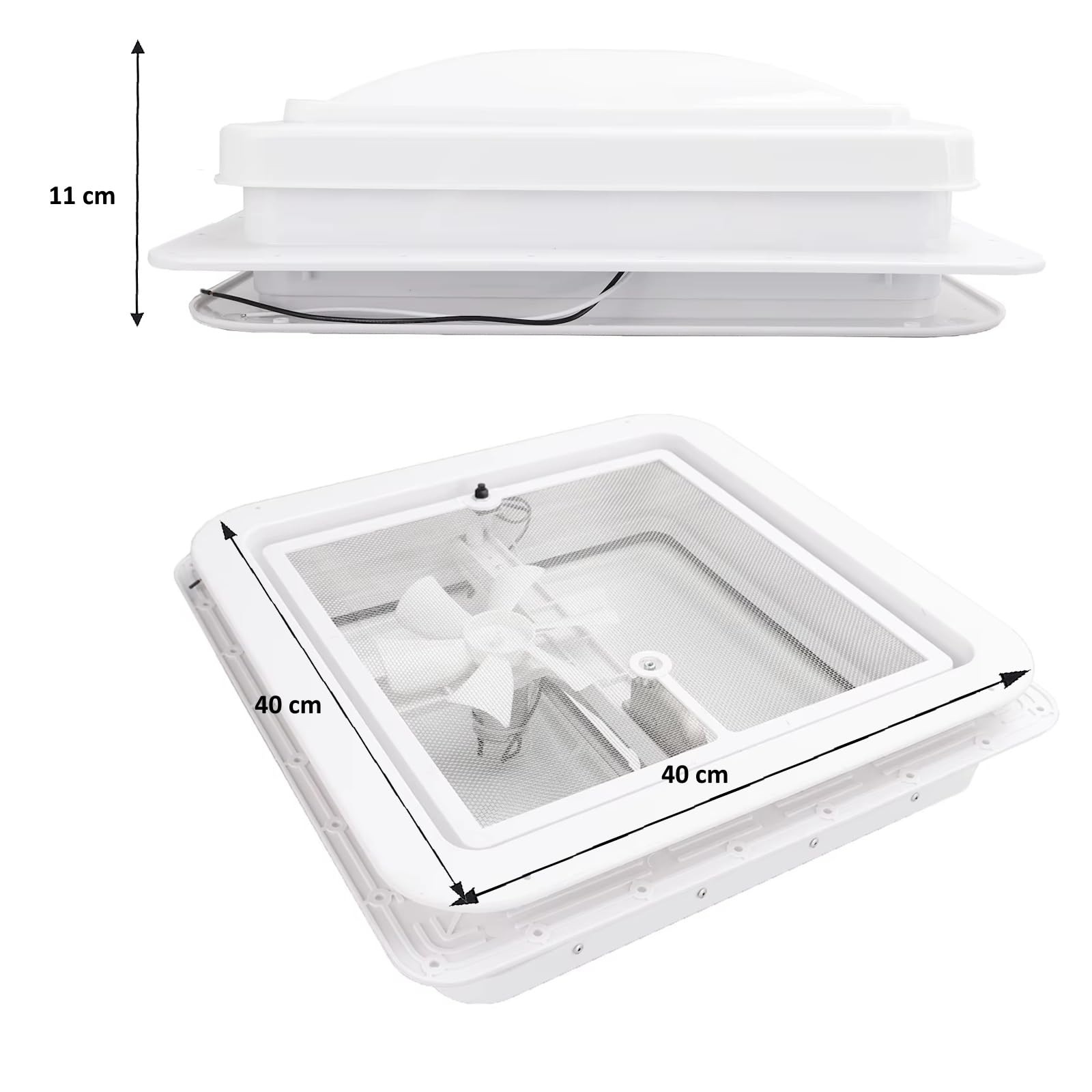 Finestra Per Tetto Camper 40x40 cm Oblò Apribile Manualmente Con Ventilazione Forzata Silenziosa e Zanzariera x Roulotte Camping Lucernario Caravan