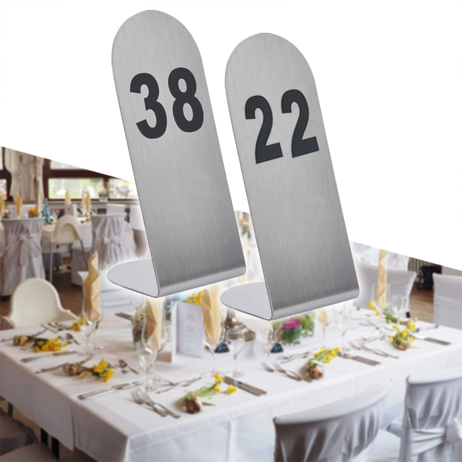 MYUYEE Table Sign Holder 1-25 1-50 1-100 Stainless Steel Table Numbers Cards Stackable For Weddingreceptions, Cafés, Restaurants, Digital Sign Seat Plate Card (5 * 5 * 12Cm-1 To 25)