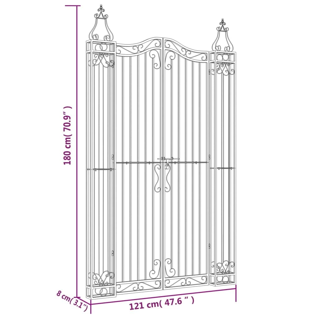 Homgoday Puerta de jardín de Hierro Forjado Negro 121x8x180 cm, Puerta de Jardín Cancela Barrera Valla Verja Patio Entrada Exterior Cerca