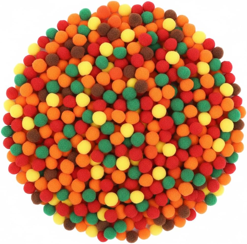 Caydo 1200 Pieces 1cm Assorted Pom Poms, Small Pompom Balls for Kids Creative Arts & Crafts Projects Making and DIY Decorations