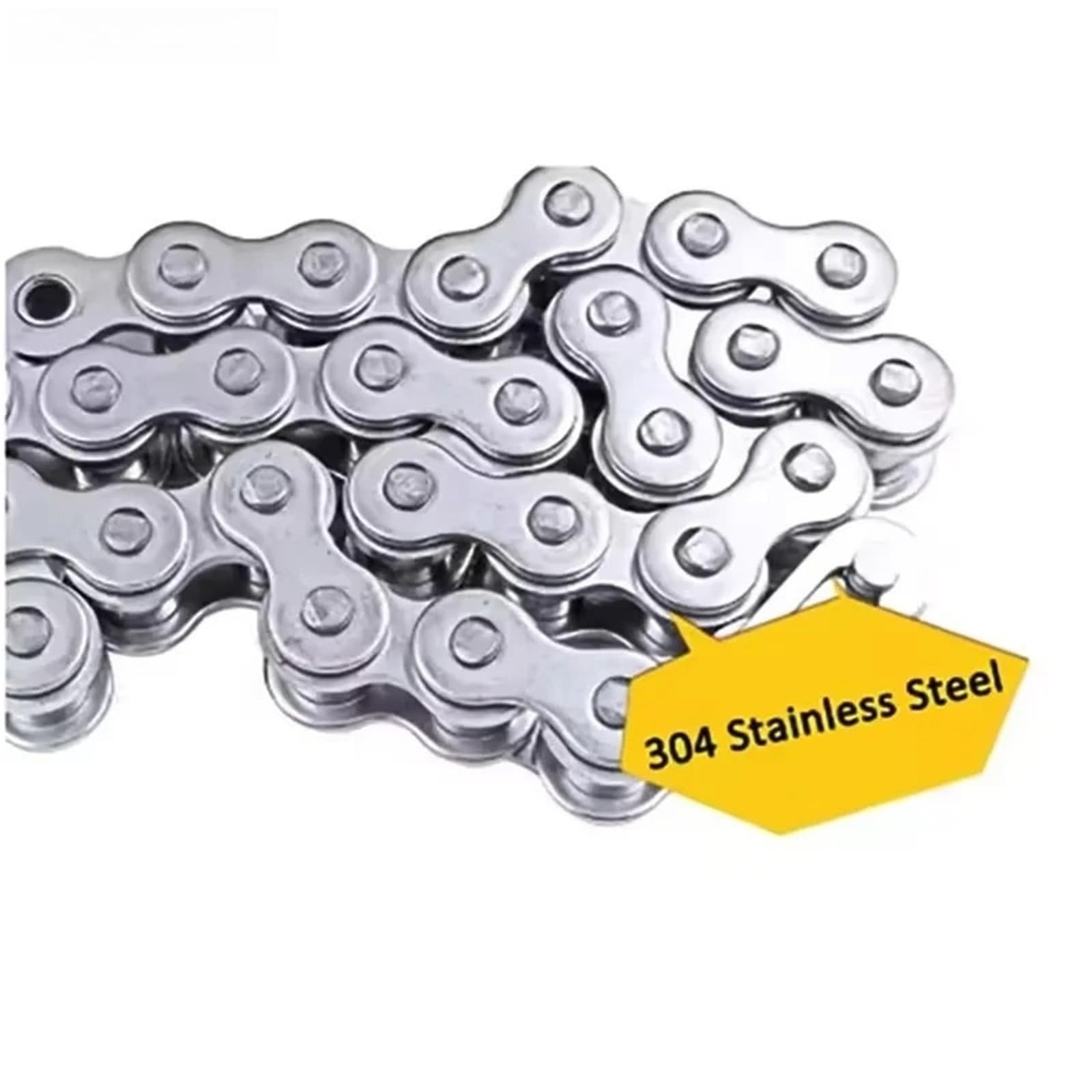 Rollenkette Aus Kohlenstoffstahl 1 Stück 1-1,524 Meter 304 Edelstahl-Rollenkette Einzel-/Doppelstrang Industrielle Stärke 04C 05B 06B 06C 08A 08B 10A 12B(304-08A-120-1.524m)