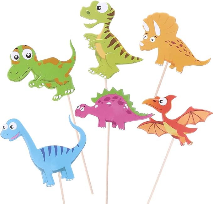 SULOLI 48 Pack Dinosaur Cake Toppers Cupcake Picks Dino Cake
