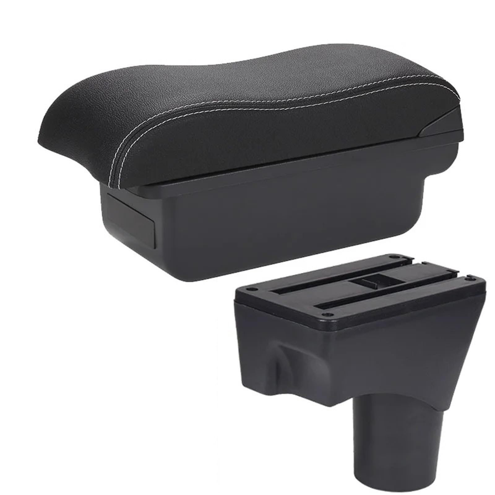 Hguvsjd Armrest Box For Nissan For March For Micra K13 For Sunny 2010-2022 Armrest Storage Box Retrofit Parts Car Armrests(C Black white NO USB)