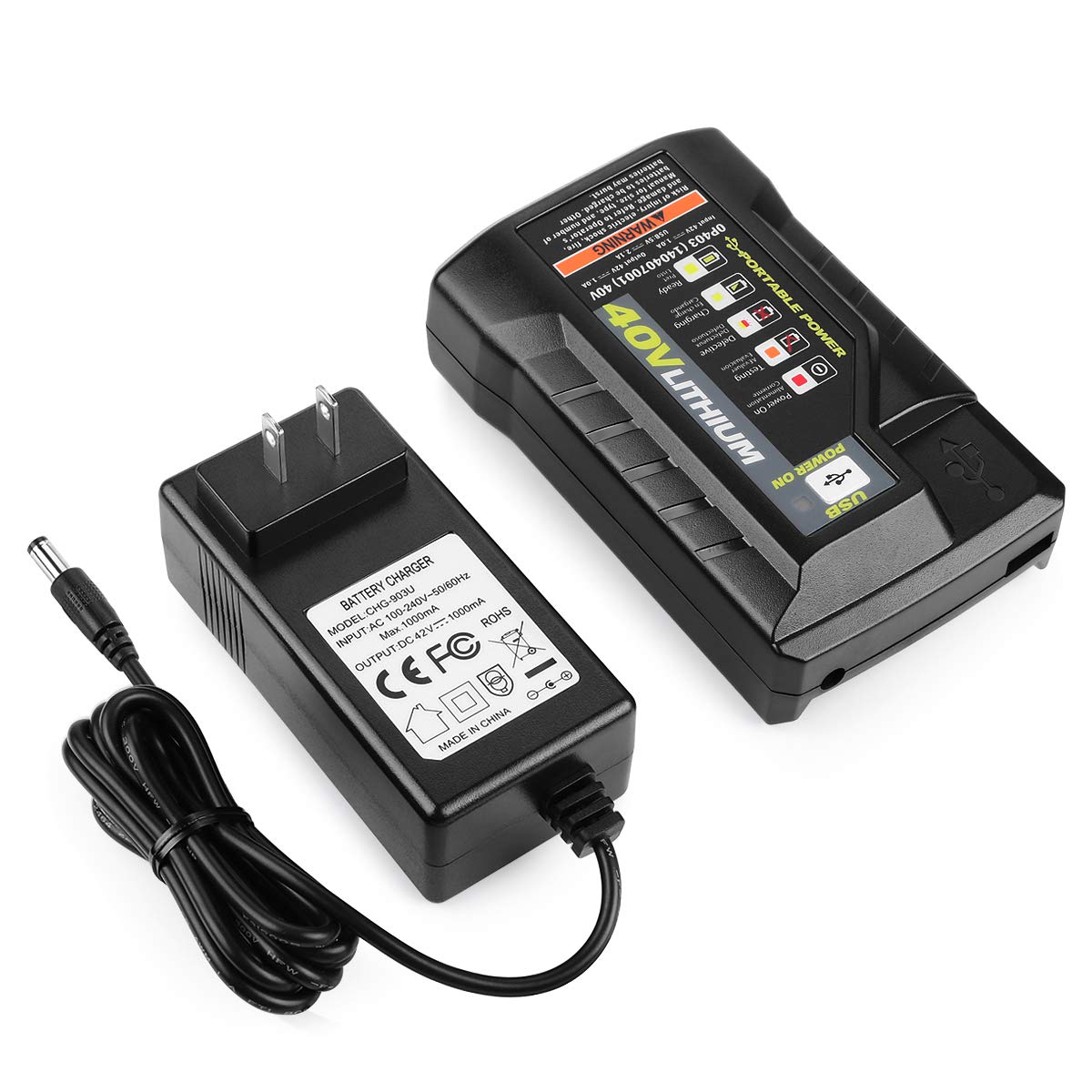 OP404 Replacement for Ryobi 40V Battery Charger Compatible with Ryobi 40V Lithium Battery OP4015 OP4026 OP4040 OP4050 OP4060 OP40601 OP40602