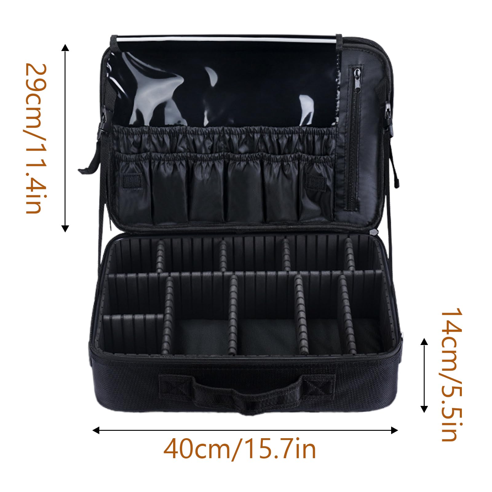 Make up Tasche, Zugetui, tragbarer Kosmetik Organizer mit verstellbaren Trennwänden, Oxford Stoff, Pinsel Aufbewahrung, Make up Box