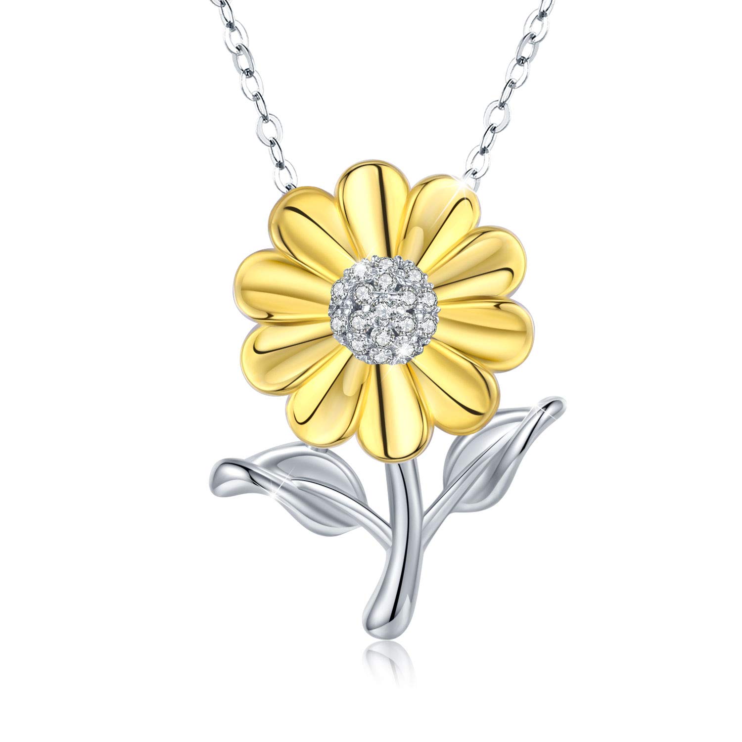 Cuoka You Are My Sunshine Necklace - Inspirational Romantic Sunflower Floral Necklaces Pendant Womens Jewelry Birthday Christmas Gift for Her Mom Wife