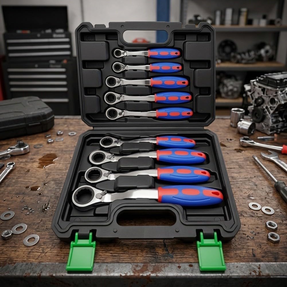 Set di chiavi a cricchetto, 9 pezzi, 72 denti per kit di chiavi